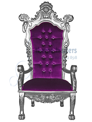 Silver Ornate Throne Props, Prop Hire