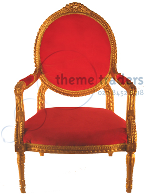 Chair Gold and Red Props, Prop Hire