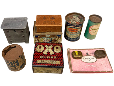 Vintage Food and Product Tins Props, Prop Hire