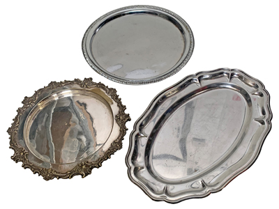 Decorative Silver Trays Props, Prop Hire