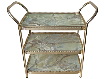 3 Tier Green Marble Formica Serving Tray Stack Props, Prop Hire