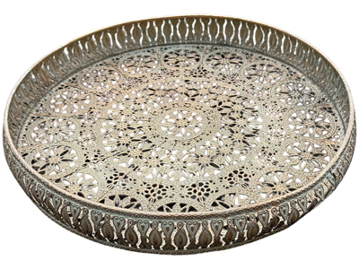 Large Ornate Metal Trays Props, Prop Hire