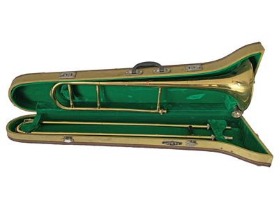 Trombone in Green Case Props, Prop Hire