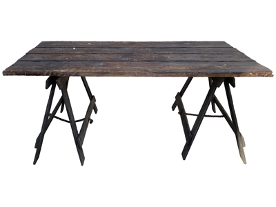 Ancient Oak Weathered Market Trestle Tables Props, Prop Hire