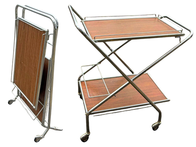 Folding 2 Shelf Vintage Hostess Trolley Props, Prop Hire