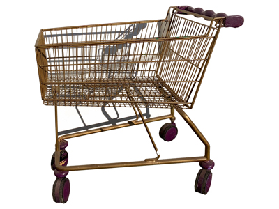 Gold Purple Shopping Trolley Props, Prop Hire