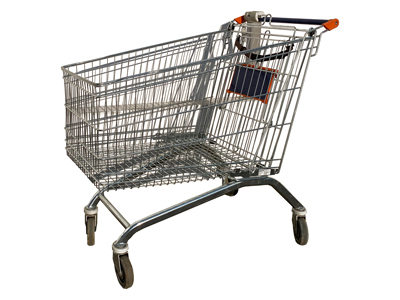 Shopping Trolley Blue Handle Orange Seat Props, Prop Hire