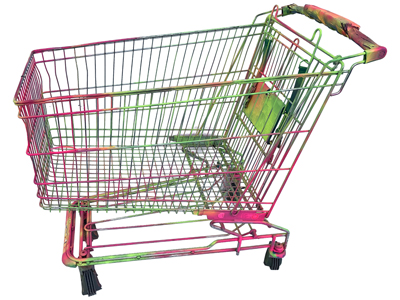 Psychedelic Neon Graffiti Shopping Trolley Props, Prop Hire