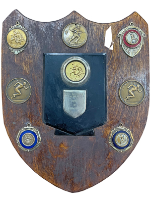 Retro Sports Trophy Shield Props, Prop Hire