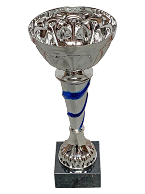 Silver Blue Swirl Trophies Props, Prop Hire