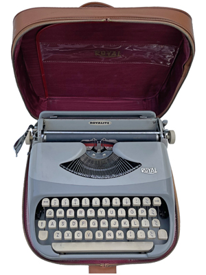 Grey Royal Typewriter in Case Props, Prop Hire
