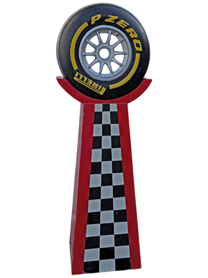 Formula One Racing Tyre on Display Stand 1.8 Metre Props, Prop Hire