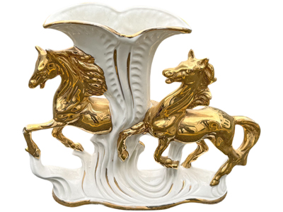 Extravagant Golden Horse Decorative Ceramic Vase Props, Prop Hire