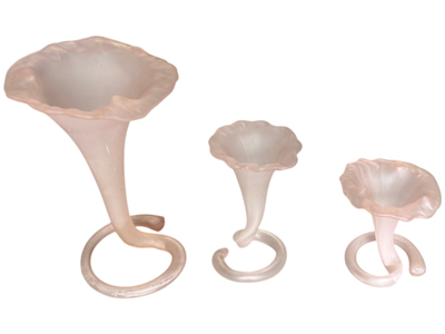 Art Nouveau Pink Frosted Glass Retro Lily Vase Sculptures Props, Prop Hire