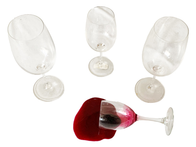 Spilt Wine Glass Set Props, Prop Hire