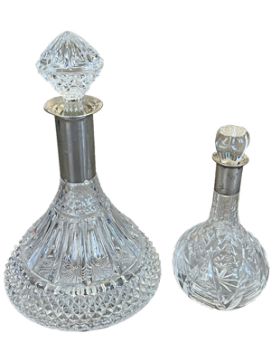 Silver Top Decanters Props, Prop Hire